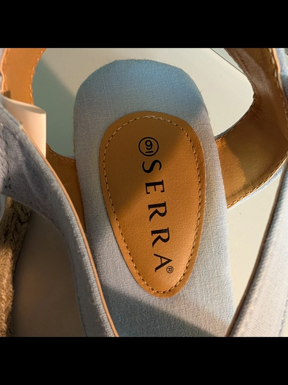 Serra Light Blue Canvas Wedge Sandals Size 9